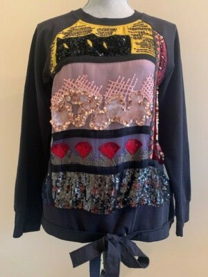LET ME BE HIGHER LOVE EMBELLISHED SWEATSHIRT SIZE SMALL IN MULTI NOIR COLOR
