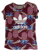 adidas The Farm Boxy T Shirt Women's XS Originals Trefoil Pineapple CW1394