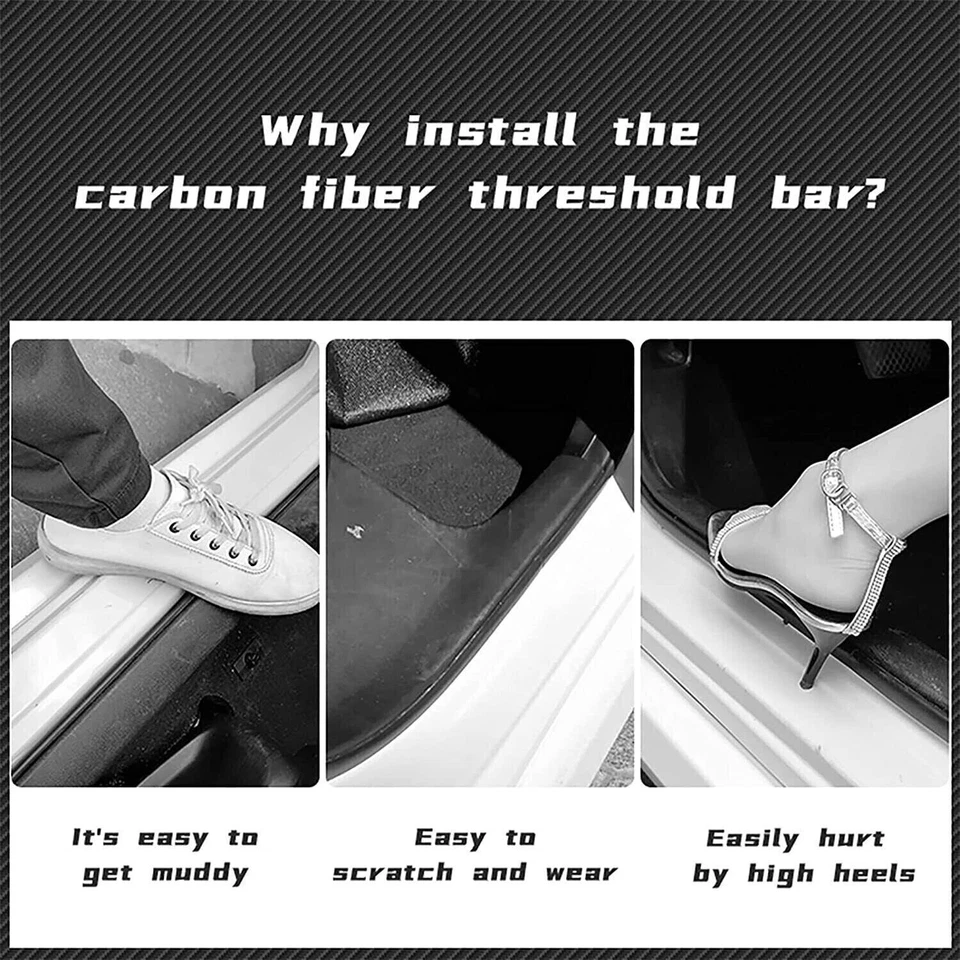 4x Cubierta protectora de placa de fibra de carbono para umbral de puerta de coche Ford Ecosport Foto 2 de 4