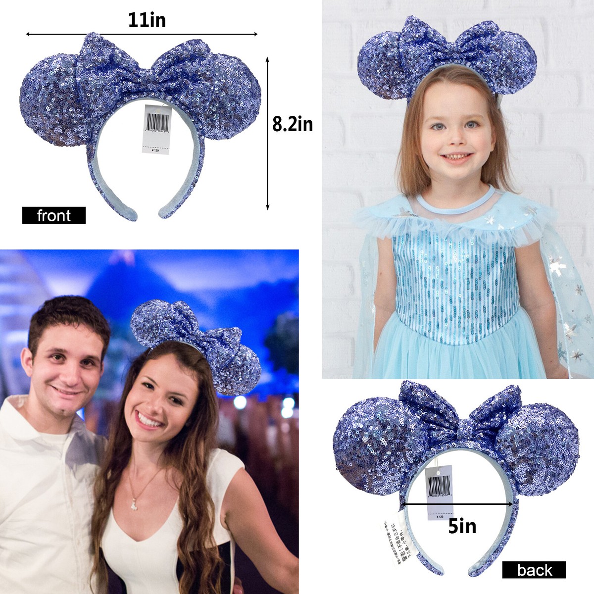 Disney Minnie Mouse Headband Blue 2020 Limited Edition Confetti Sequin Ears Royal Blue Mickey Ears Headband Disney Hair Accessories Blue  main image 4