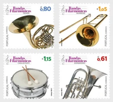 Portugal - Musical Instruments Civil Fanfare Orchestras - 4 stamps