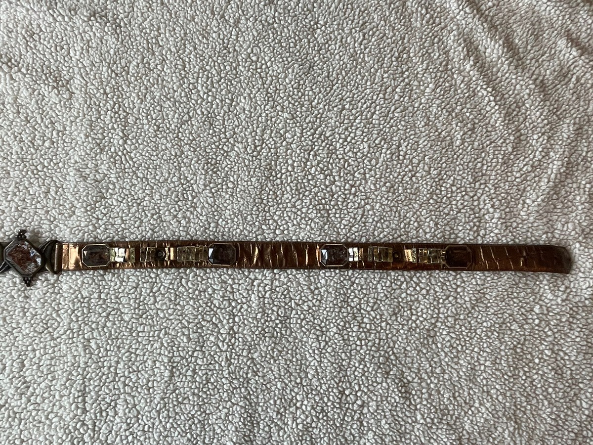Vintage Ravid Artistic Leather/Stone/ Metal Belt with 