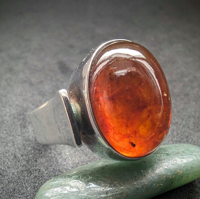 Vintage Ring NE From Sterling Silber 925 Danmark Bernstein RG 53