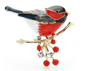 Authentic Lovely bird brooch vintage look gold plated suit coat broach collar pin ggg