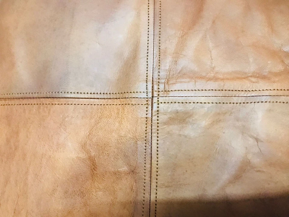 Relaxing HandcraftedLeather Moroccan Ottoman Boho Genuine Pouffe - Image 2 of 4