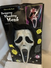Vintage 2002 Scream Ghost Face Bleeding Halloween Mask with Blood Heart Pump NEW
