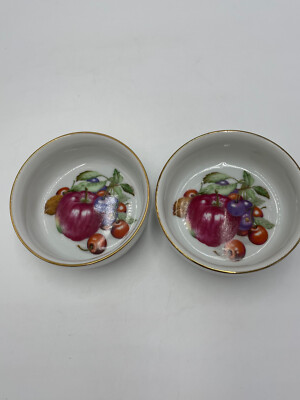 2 Bowls Apple Berries Fruit Japan John Wagner & Sons Ivyland PA Ramekin Custard