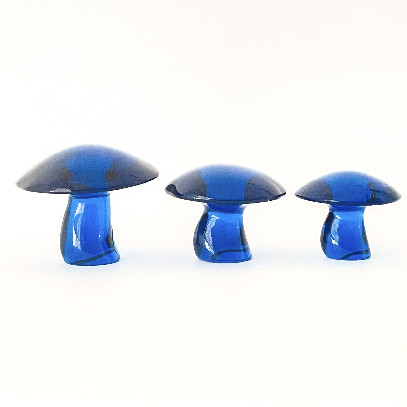 MCM SET Viking Glass Blunique/Blue Mushrooms Small Medium Large AS IS