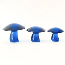 MCM SET Viking Glass Blunique/Blue Mushrooms Small Medium Large AS IS