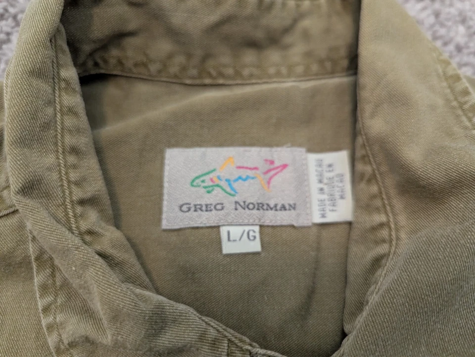 Camisa De Colección Greg Norman Abotonada Para Hombre Grande Verde Golf Exterior Foto 3 de 4