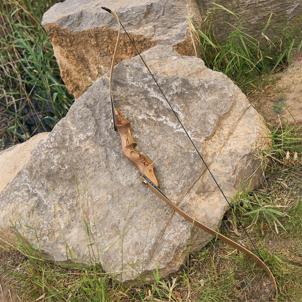 TOPARCHERY 60'' Archery Recurve Bow Wooden Bow for Right Hand Target Hunting