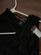 PRETTYLITTLETHING Black Ruched Asymmetrical Hi-Low Sleeveless Dress US 0