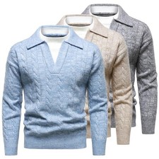 Men's new autumn and winter V-neck lapel buttoned sweater knitted sweater