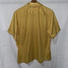 Yellow Short Sleeve Button-Front Vintage Casual Shirts for Men for