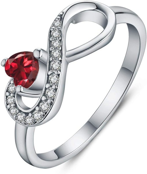 Damen-Ring 925 Sterling Silber Infinity Unendlichkeit Herzschliff Zirkonia-image