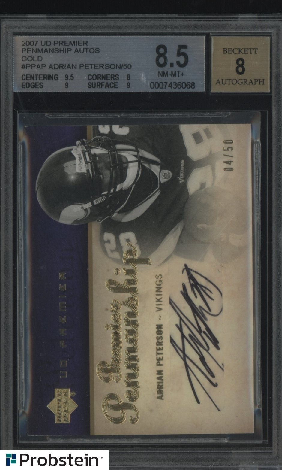 Adrian Peterson Upper Deck Premier Premier Penmanship #PPAP Gold