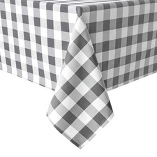 30x30 Inch Checkered Square Washable Tablecloth Stain Resistant Grey White