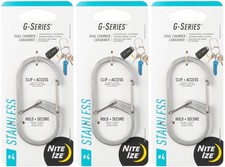 Nite Ize G-Series Dual Chamber Stainless Steel Carabiner 4 - Stainless 3-Pack 