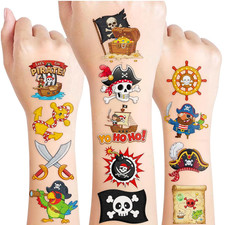 96PCS Pirate Temporary Tattoos Stickers - Pirate Birthday Party Favors Nautical