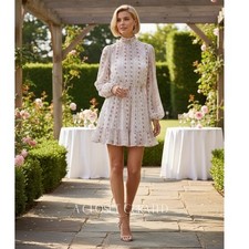 Anthropologie Sheer Mock Neck Mini Dress Medium White NWT