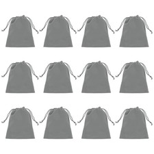 12Pcs Velvet Gift Bags 4 x 5" Velvet Drawstring Jewelry Pouches Grey