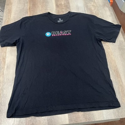 Mr. Beast Philanthropy Black 100% Cotton T Shirt Size 2XL