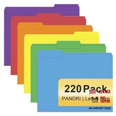 File Folder,  220 Pack Colored File Folder, 1/3 Assorted 6 Double-sided Colors