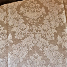 Tablecloth Damask Scrolls Cotton Blend Oblong IVORY 68 x 86 Victorian Tea