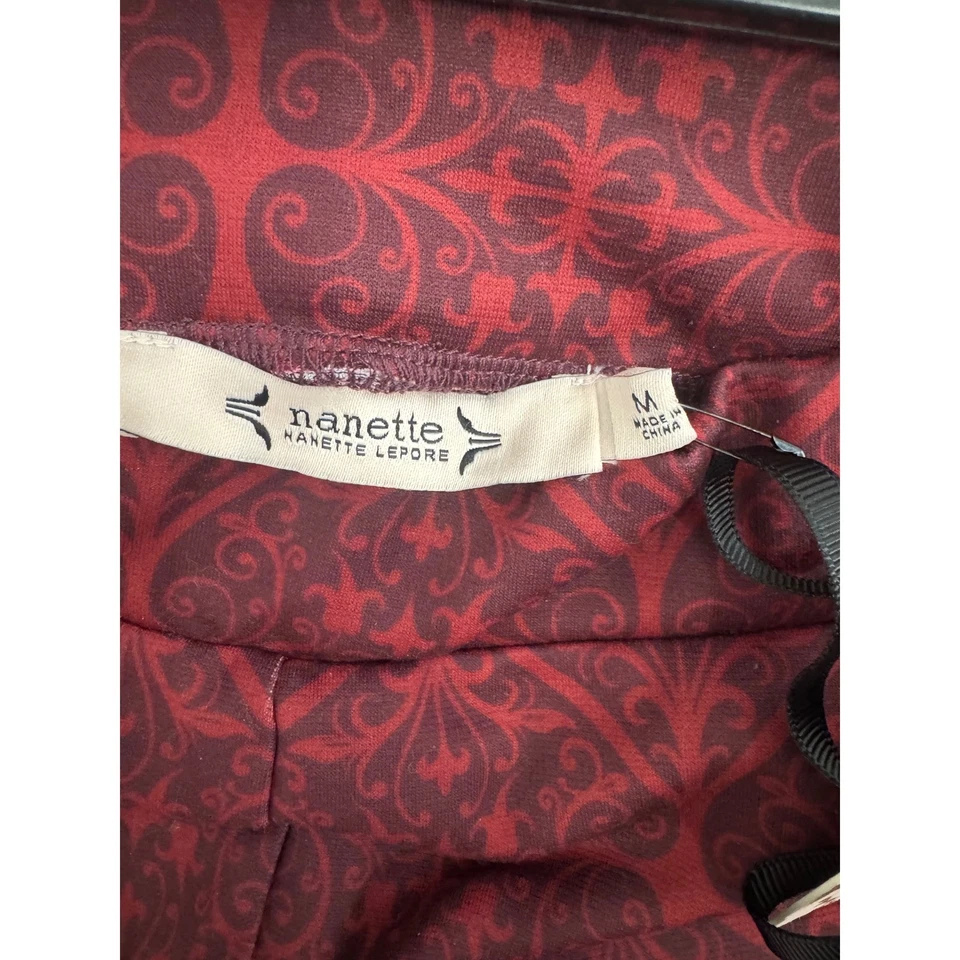 Pantalones Nanette Lepore Medianos Vintage Estampado Floral Rojo Borgoña Nuevos Foto 4 de 4