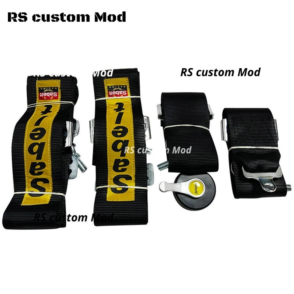 Arnés de cinturón de seguridad universal de 3” Sabelt 4 puntos Camlock liberación rápida de carreras negro - Imagen 3 de 4