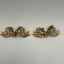 Musi 1960s Shoe Clip Ons Old Gold Tone Bows Dress Up Grandma Core Kitsch