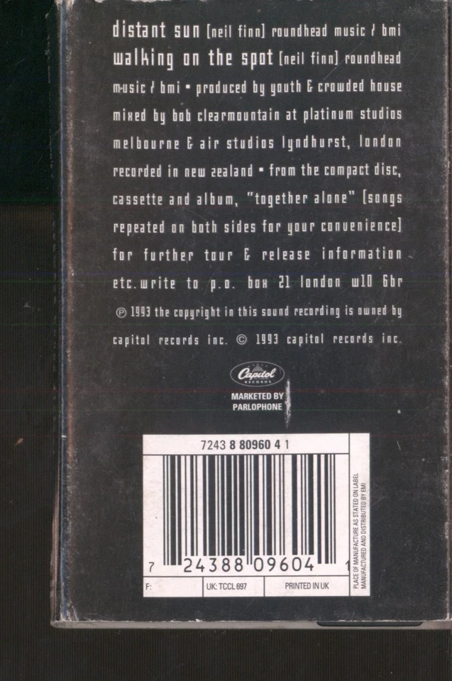 Crowded House Distant Sun cassette UK Capitol 1993 cassette - plays same both - Image 2 of 2