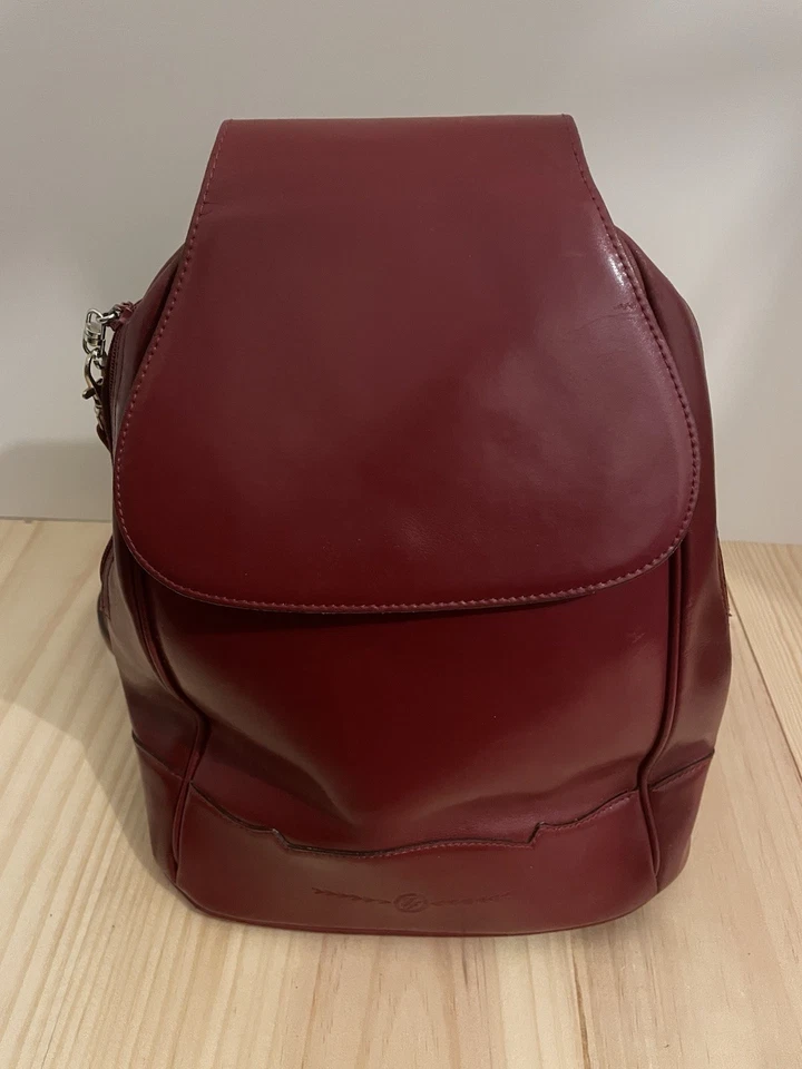 Ines De La Fressange Sac À Dos Cuir Rouge - Photo 1/4