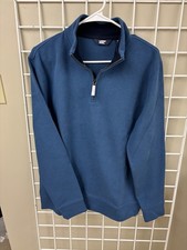NWOT Lands  End Men  s Quarter Zip Cotton Sweater Size Medium. Blue. EUC.