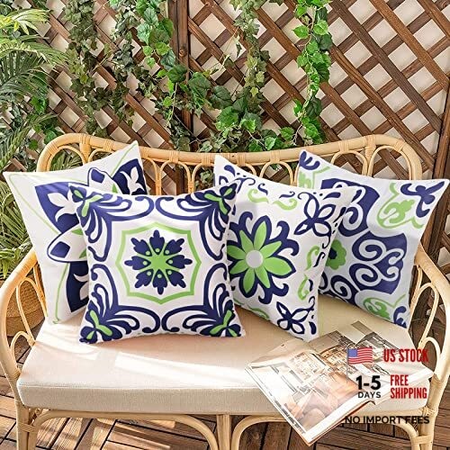 Set of 4 Outdoor Pillow Covers 20x20 20" x 20" (Pack of 4) Navy Blue - 第 1/7 張圖片