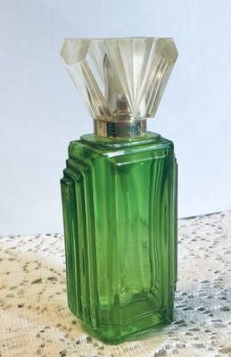 Coty Emeraude Cologne Spray 1.5 Oz Green Art Deco Bottle EMPTY