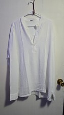 Coofandy Men's XXL Cotton Linen Henley Shirt Long Sleeve, Hippie Casual, Beach