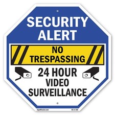 Security Alert No Trespassing 24 Octagon Sign Weather Resistant Made in the USA