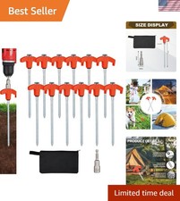 12 Pack Screw in Tent Stakes Heavy Duty,8 Inch Ground Anchors Screw in,Metal ...
