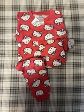 Hello Kitty Girls 2-Piece Red Cotton Knit Pajama Set Size 4 Long Sleeve