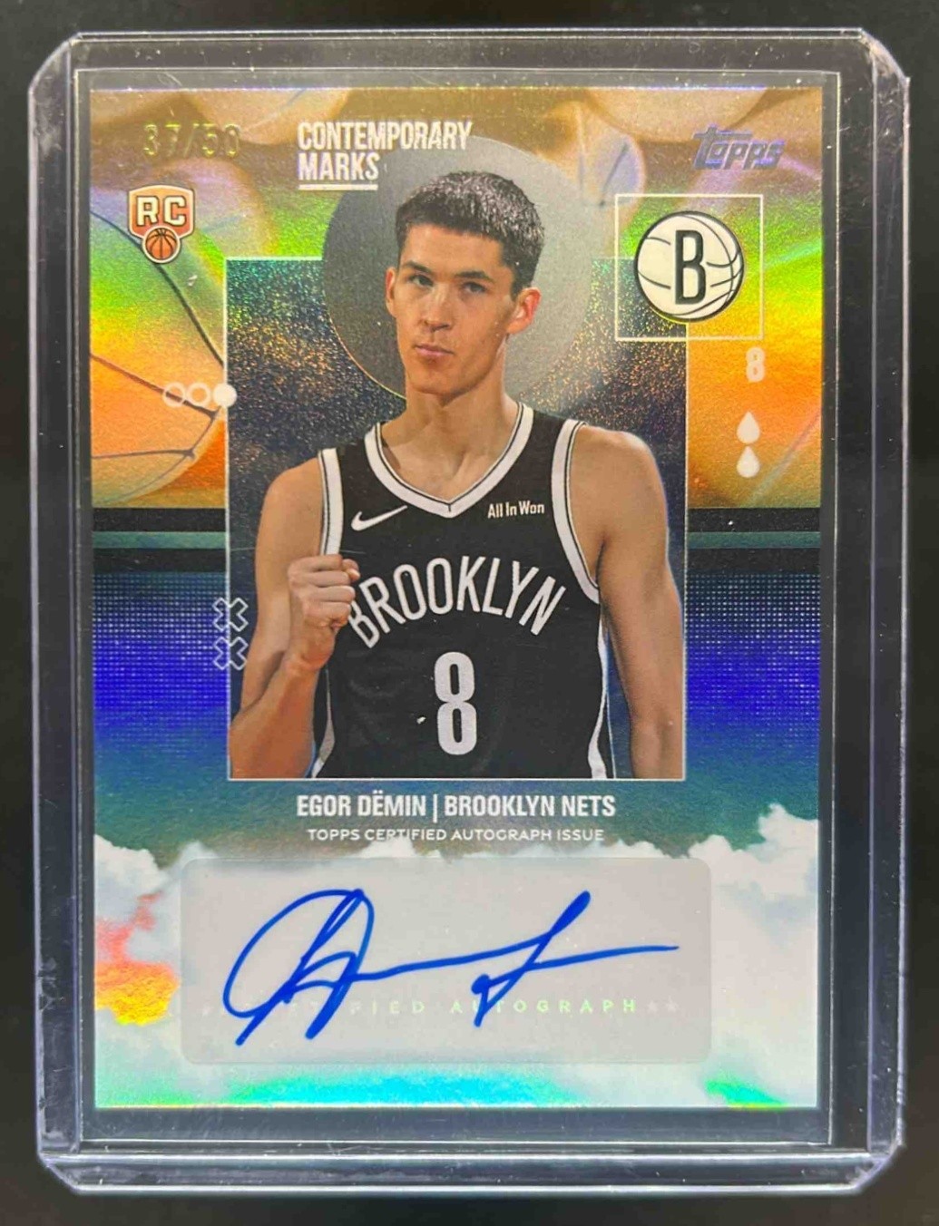 2025-26 Topps Egor Demin Contemporary Marks RC Gold Rainbow Auto #37/50 Nets
