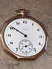 VINTAGE ELGIN WADSWORTH 10K GOLD Filled GF 17 Jewels POCKET WATCH Parts Repair