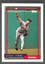 1992 Topps Steve Lyons #349 Boston Red Sox Near Mint - Free Shipping
