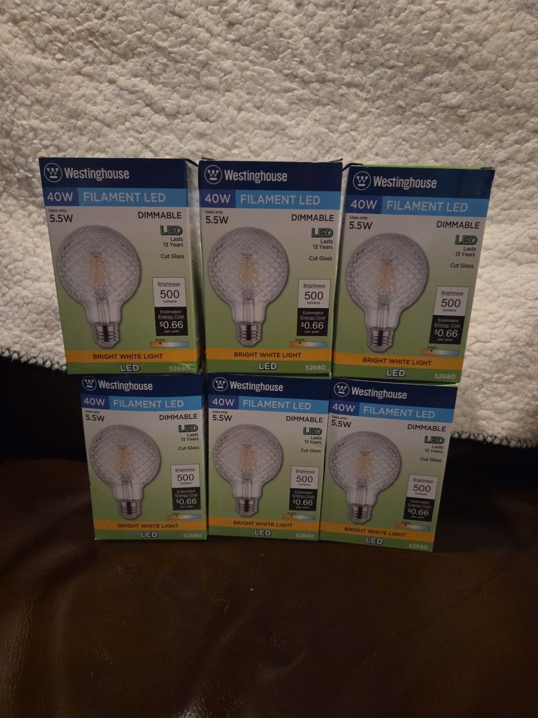6 PK Westinghouse G25 E26 (Med) Filament LED Bulb Bright Whi