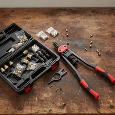 Professional Hand Riveter: 16'' Rivet Tool Kit with 11 Mandrels Accessories