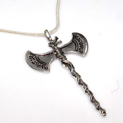 925 Silver Plated Pretty Gothic Axe Necklace 18'' Gift For Bestie Trendy JW
