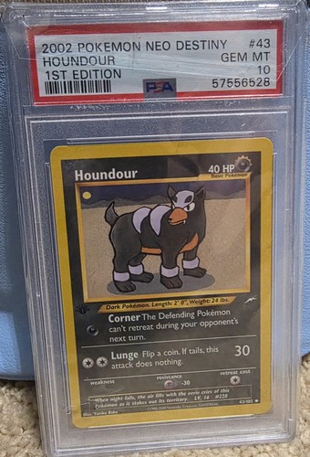Houndour (1st Edition) graded PSA 10 for sale on eBay
