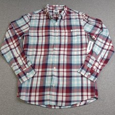 Old Navy Boys Flannel Plaid Shirt Lightweight Button Down Collared Large NWT