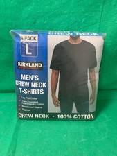 Kirkland Signature Men  s Crew Neck 6-Pack T-Shirts - Black-Size Large - NEW