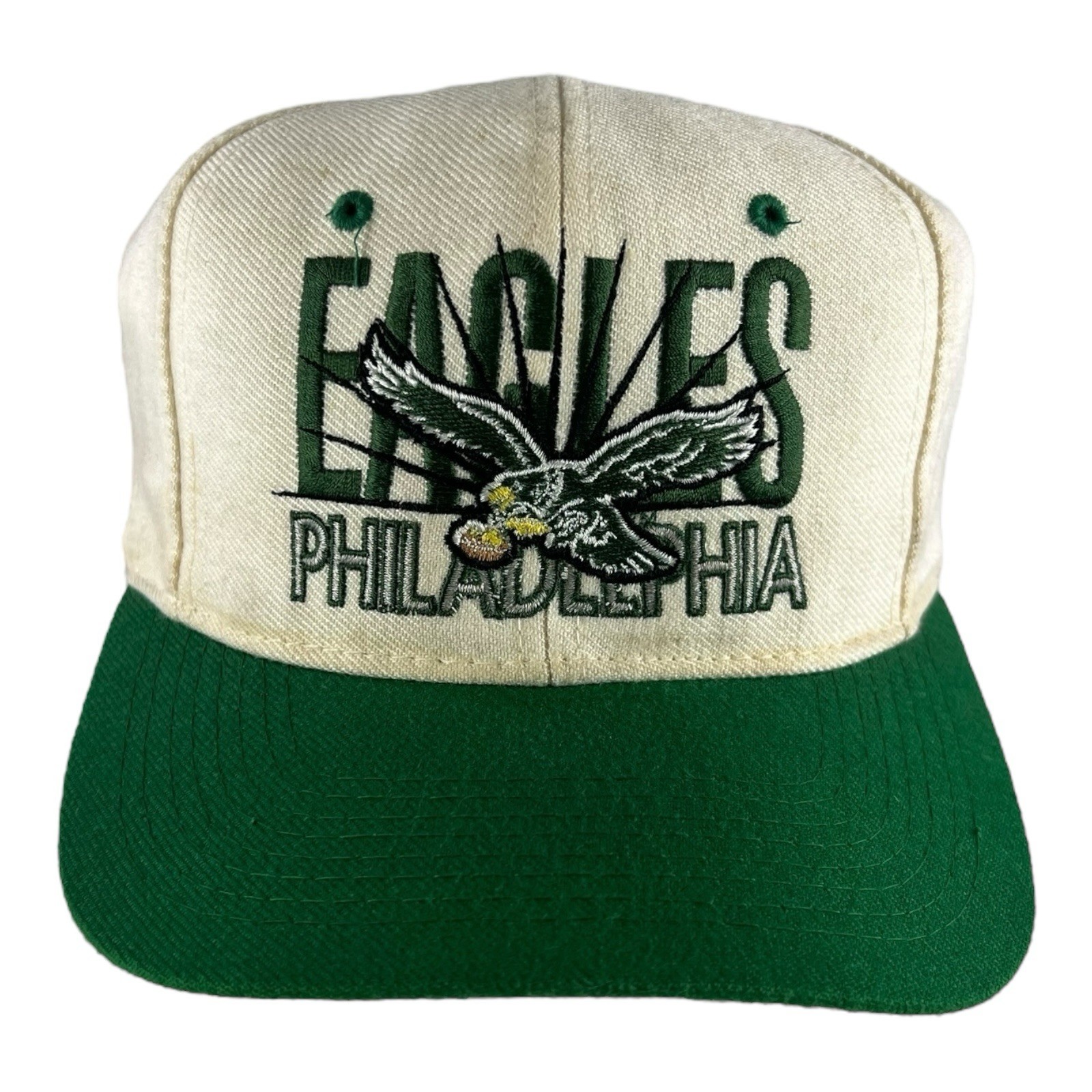 Vintage 90s Philadelphia Eagles Snapback Hat NFL AJD Retro Cap